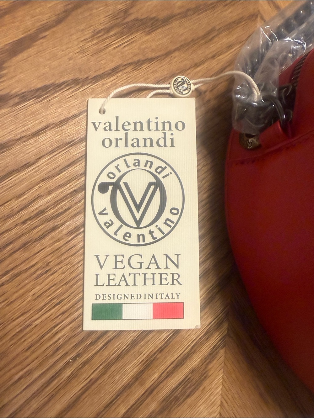 Valentino Orlandi Red Quilted Heart Crossbody Bag Vegan Leather NWT - Picture 3 of 9